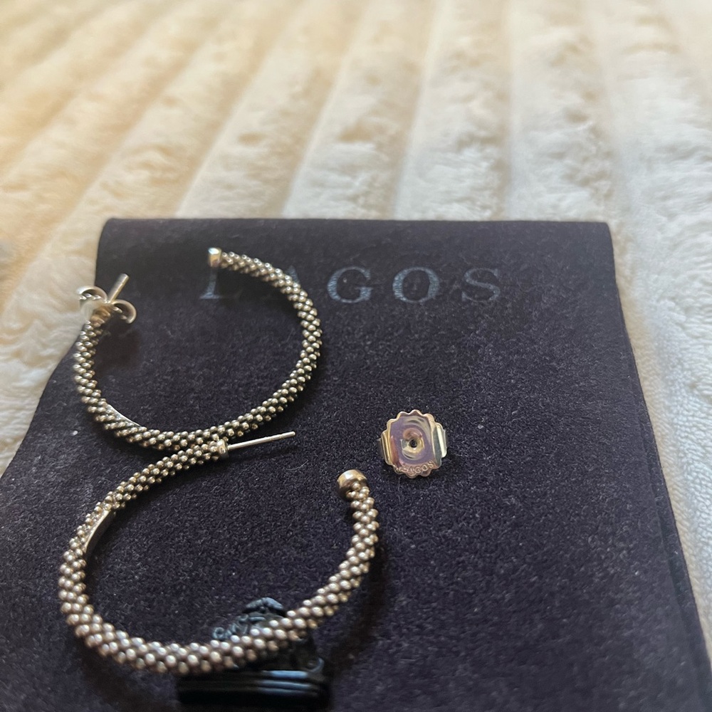 LAGOS Silver Caviar Hoop Earrings